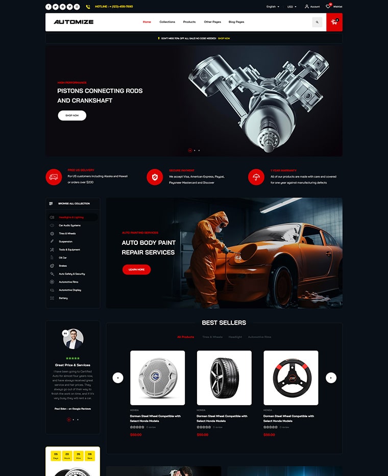 Auto Parts & Car Services Shopify Theme