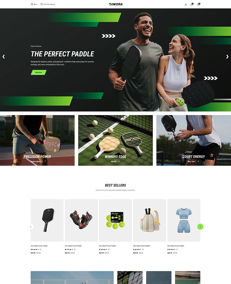 Pickleball & Sport Gears Shopify Theme