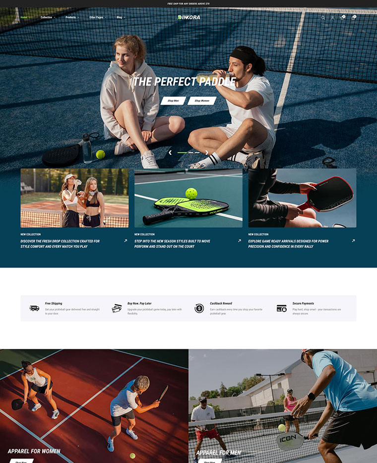 Pickleball & Sport Gears Shopify Theme
